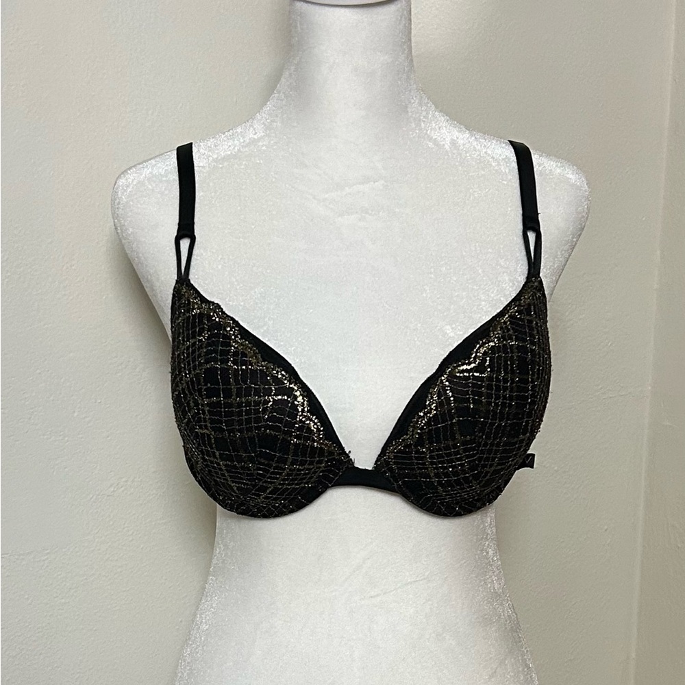 Victoria's Secret Black and Gold Push Up Bra